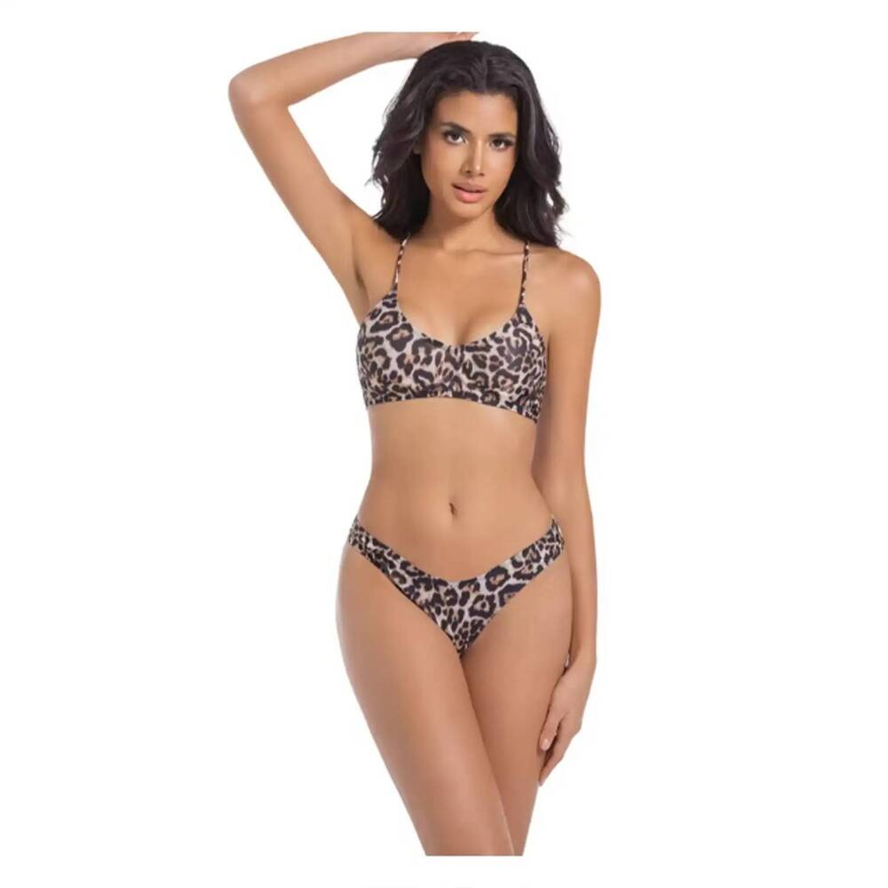 NEW REVYL & RAV tan through bikini top in wild heat - leopard